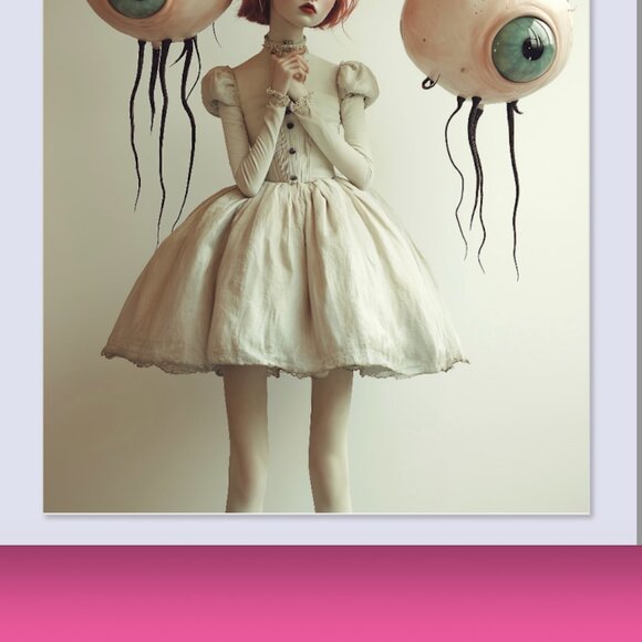 Original Monster Movie Girl Art Print + Digital Copy, Gothic Surreal - Picture 8 of 8